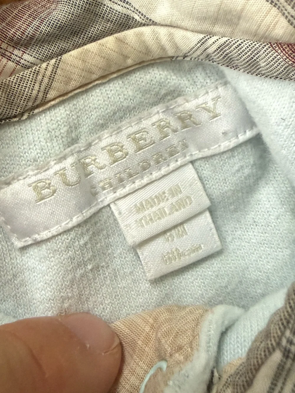 Burberry Light Blue Baby Footed One-Piece - Size 6 Months